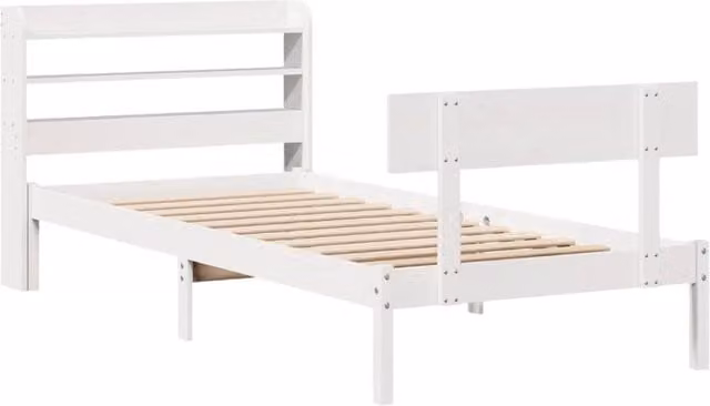 Berkfield Home Beautiful White Solid Pine Bed Frame W/D/H: 100 x 200 cm