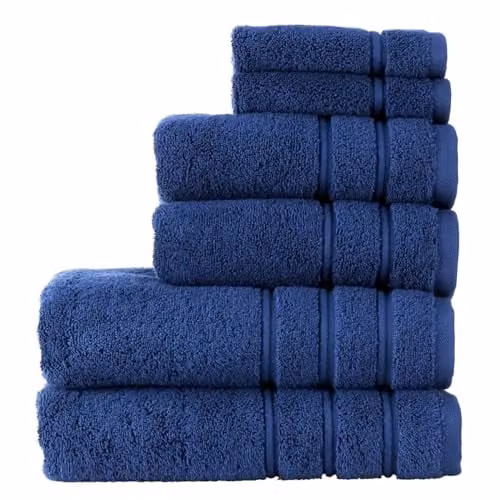 Christy Antalya 6 Piece Luxury Turkish Cotton Towel Set in Blue, 600GSM – 1