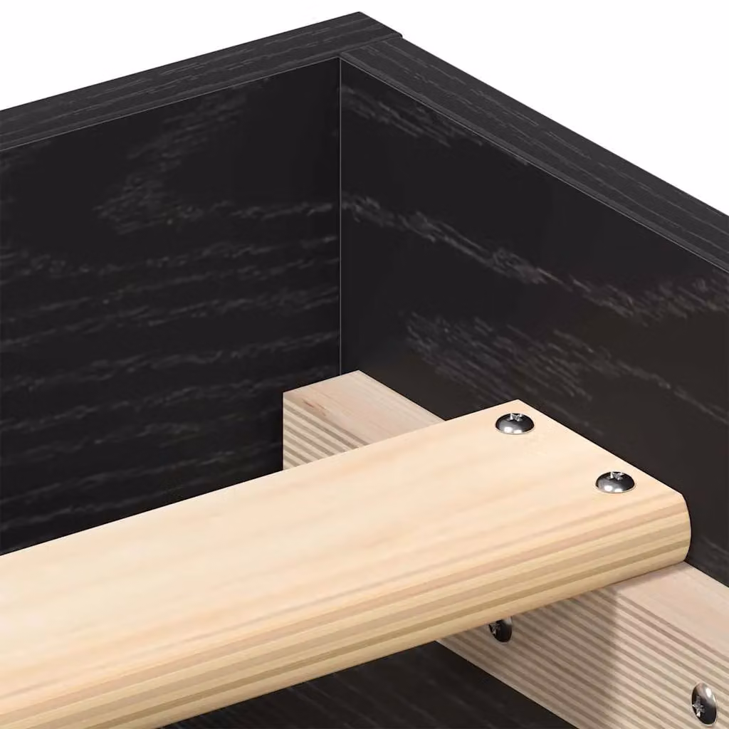 Berkfield Home Modern Bed Frame in Black Oak and Brown Engineered Wood, W/D/H: 140 x 190 x 35 cm – 3