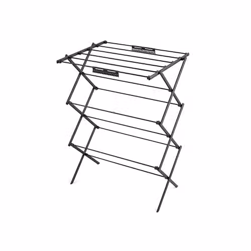 Swan Stealth Ultra-Compact 3 Tier Concertina Airer in Black with 10m Drying Space and Foldable Design – 1