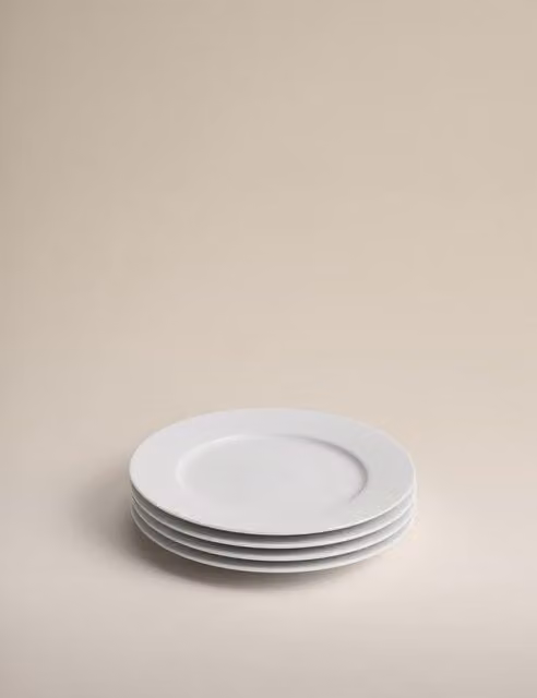 M&S Maxim Set of 4 White Porcelain Side Plates