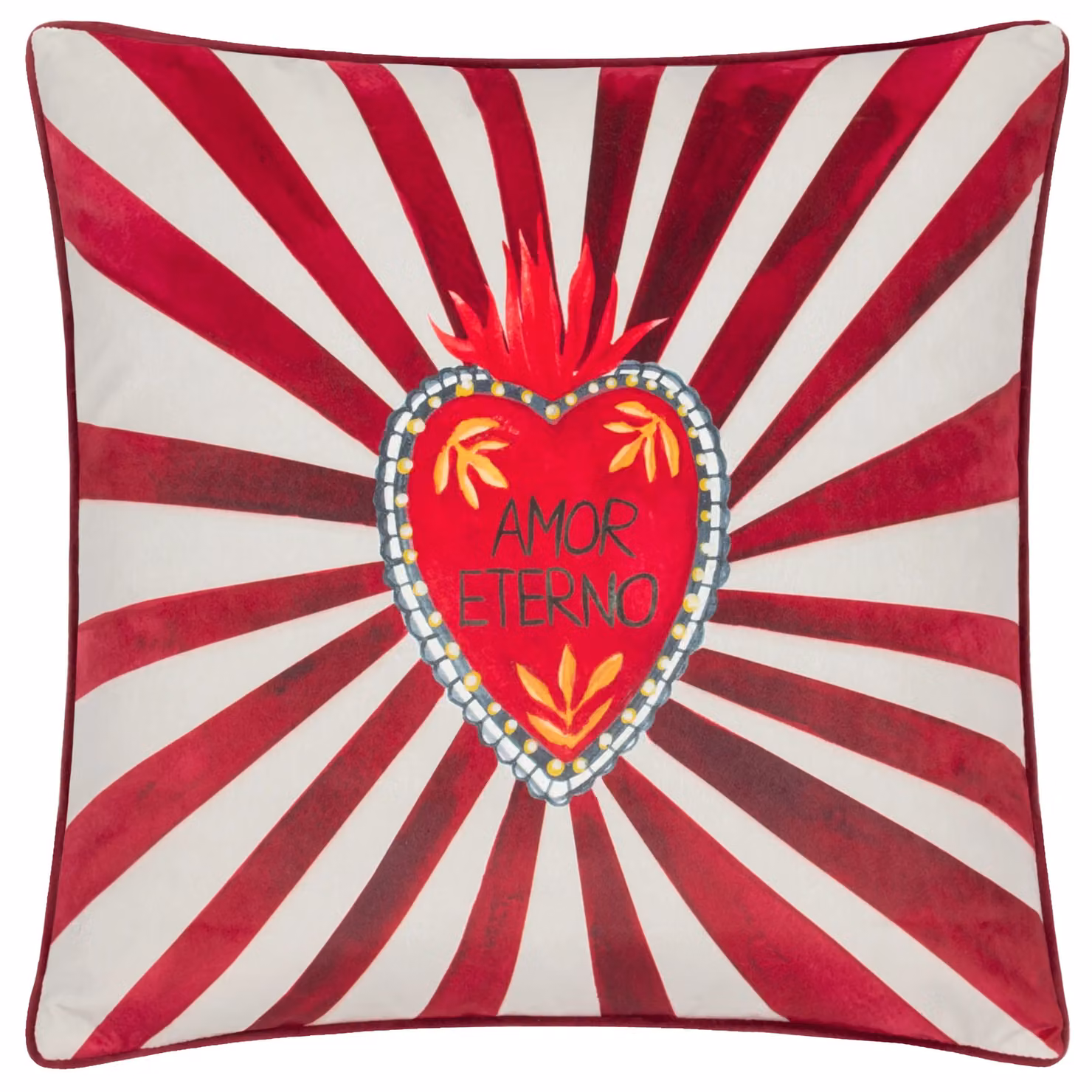 Furn Amor Eterno Red Velvet Square Piped Cushion, W/D/H: 45 x 45 x 45 cm – 2