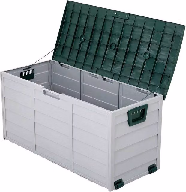 Kelvenix 290L Grey Plastic Outdoor Garden Storage Deck Box