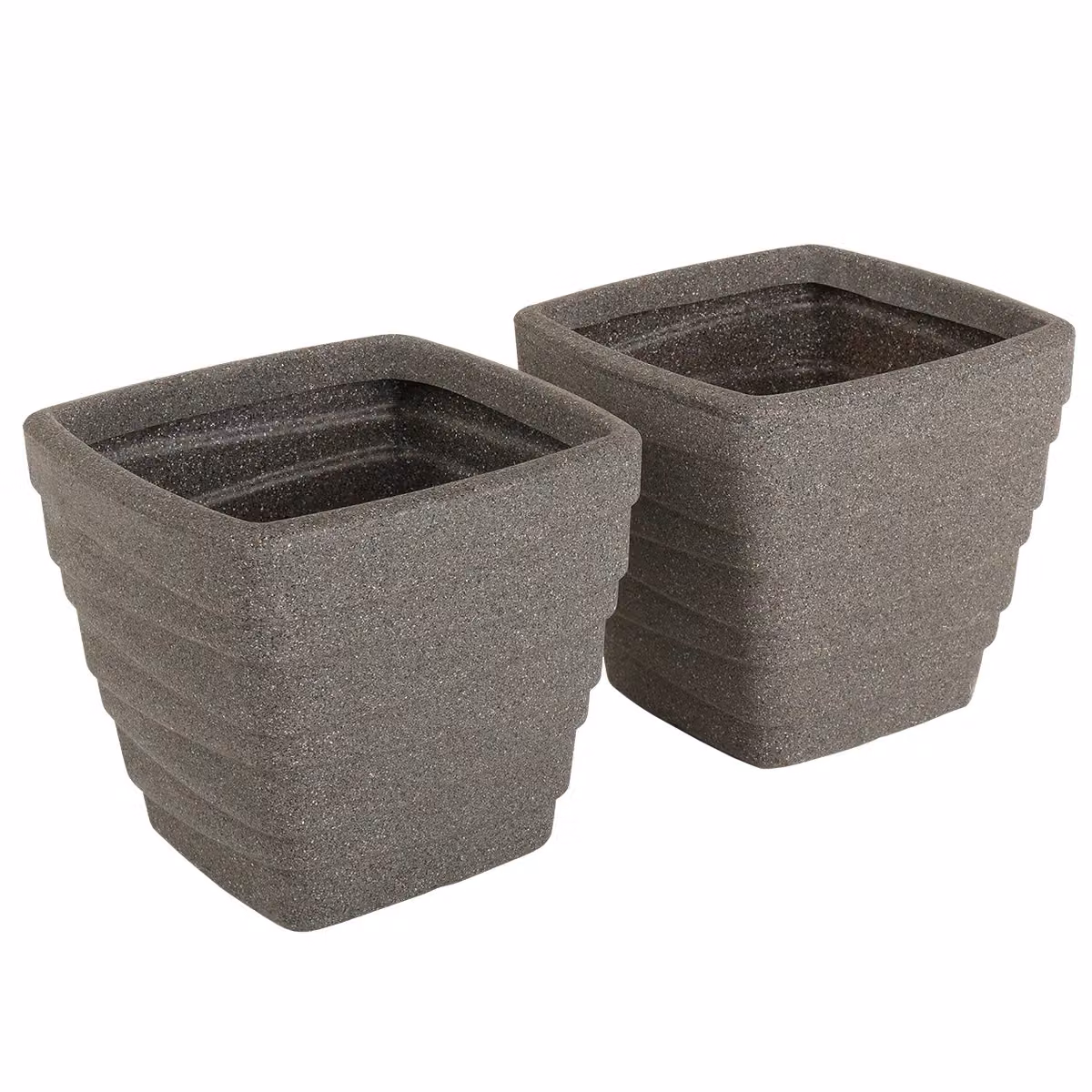 Charles Bentley Pair of Trojan Square Granite Planters, Grey Plastic, Diameter: 33 cm – 2