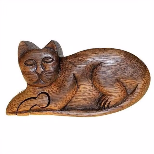 KDMK Bali Magic Box Cat Puzzle Gift Box Set, Brown Wood Cognitive and Sensory Toy