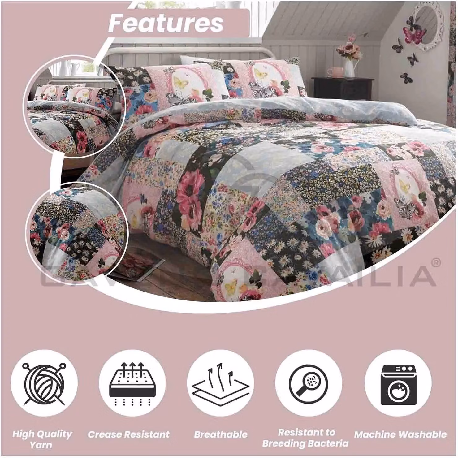 Gaveno Cavailia Ellis Floral Printed Single Duvet Cover, Multicolour – 4