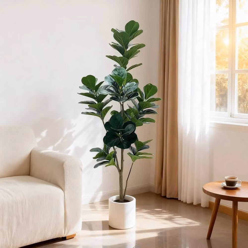 VOGREX Artificial Ficus Fig Tree with Planter Pot, Green, Height: 150 cm – 3