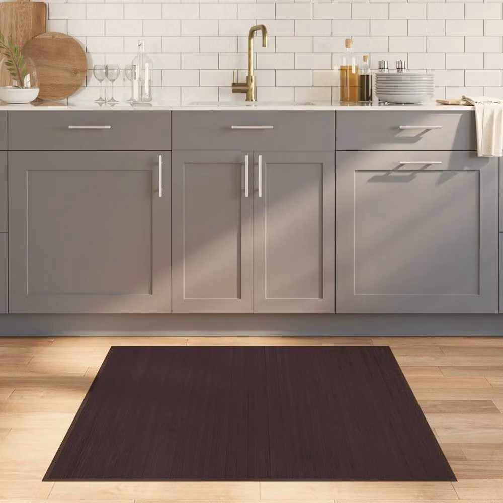 Berkfield Home Square Bamboo Rug in Dark Brown, 100 x 100 cm – 2