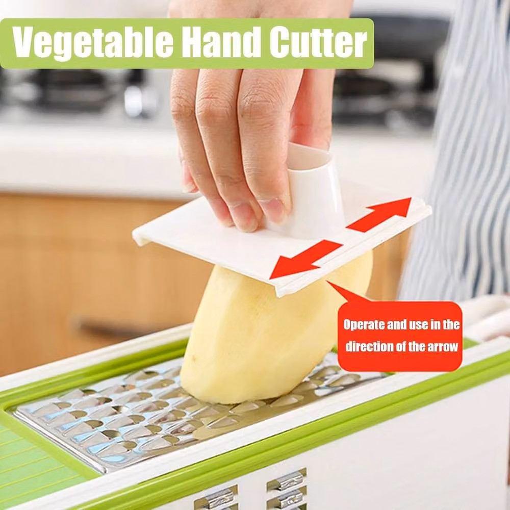 NESTLUNE 5-in-1 Mandoline Slicer, Julienne Cutter and Vegetable Chopper in Green, W: 100 cm, H: 15 cm, D: 15 cm – 4