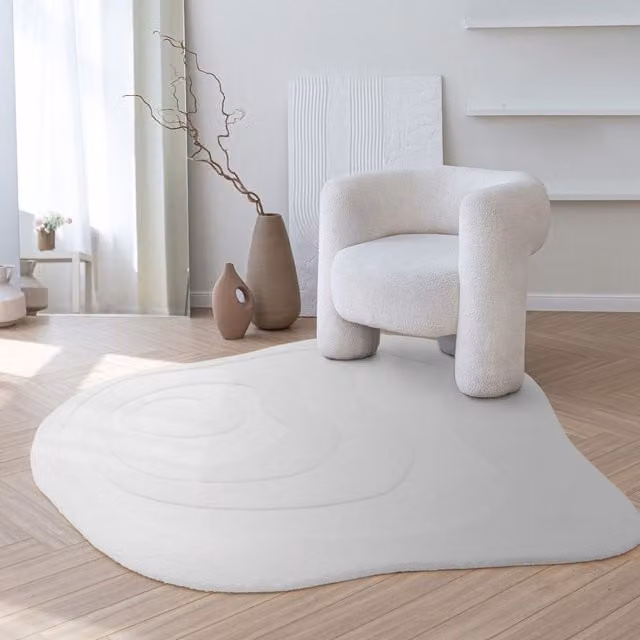 The Rug Shop UK White Handmade Modern Abstract Wool Area Rug, W x D: 150 x 150 cm