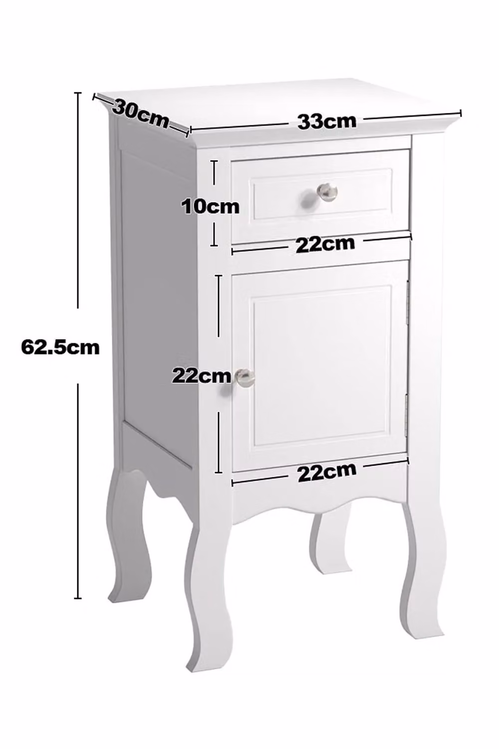 Living and Home Wooden Bedside Table with Drawer in White – 4
