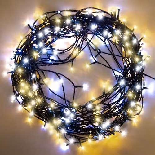 Shatchi 500 LED Christmas Tree Fairy String Lights in Warm White with Timer and 8 Light Modes, IP44 Waterproof for Indoor and Outdoor Use