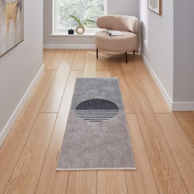Terrys Whisper H1067 Modern Abstract Washable Flat Weave Runner in Beige, Green and Grey