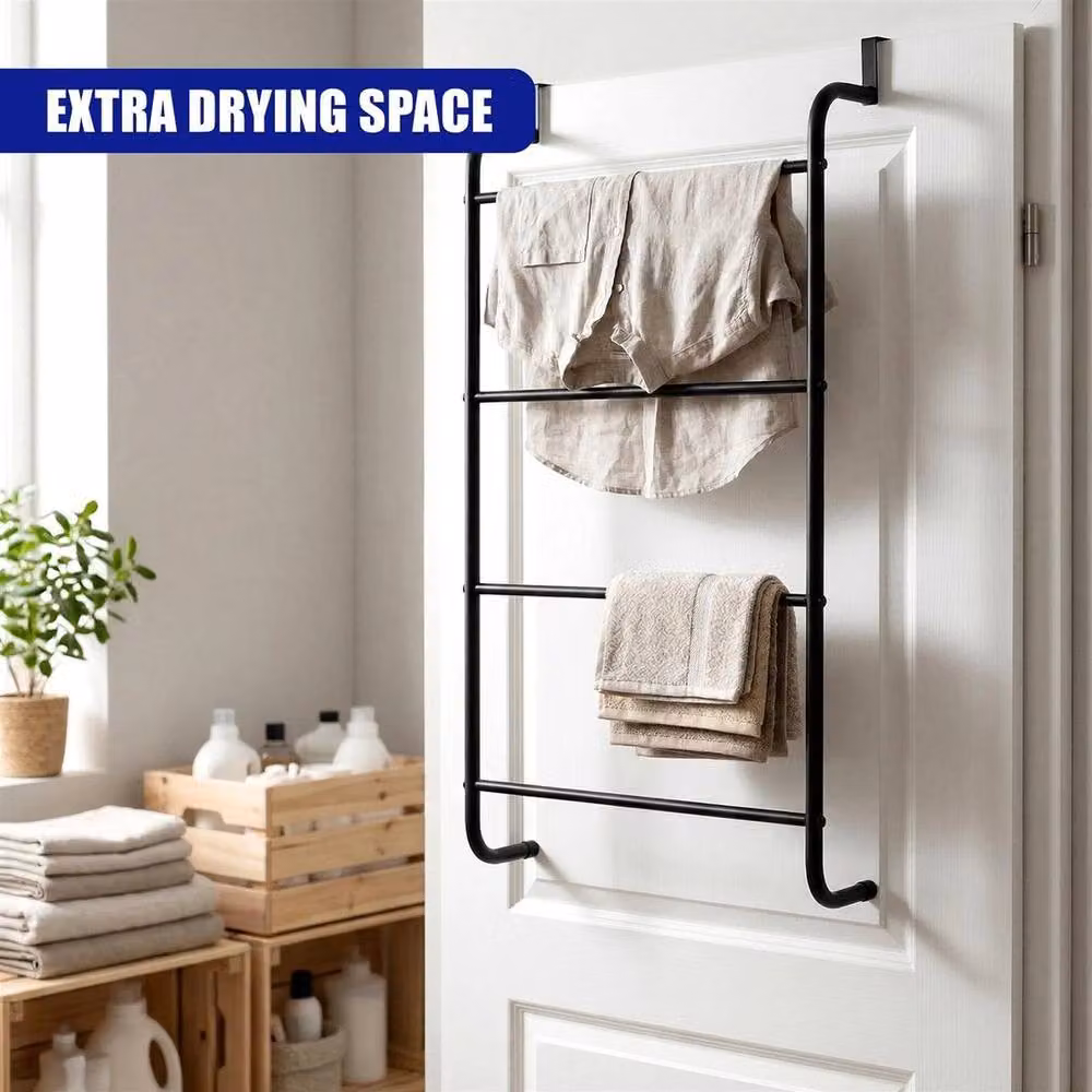 EONLION 4-Bar Metal Door Towel Rail in Black – 2