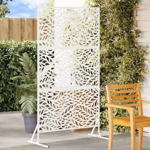 Berkfield Home Powder-Coated Steel Privacy Screen, White, W: 100 cm, D: 50 cm, H: 180 cm – 1