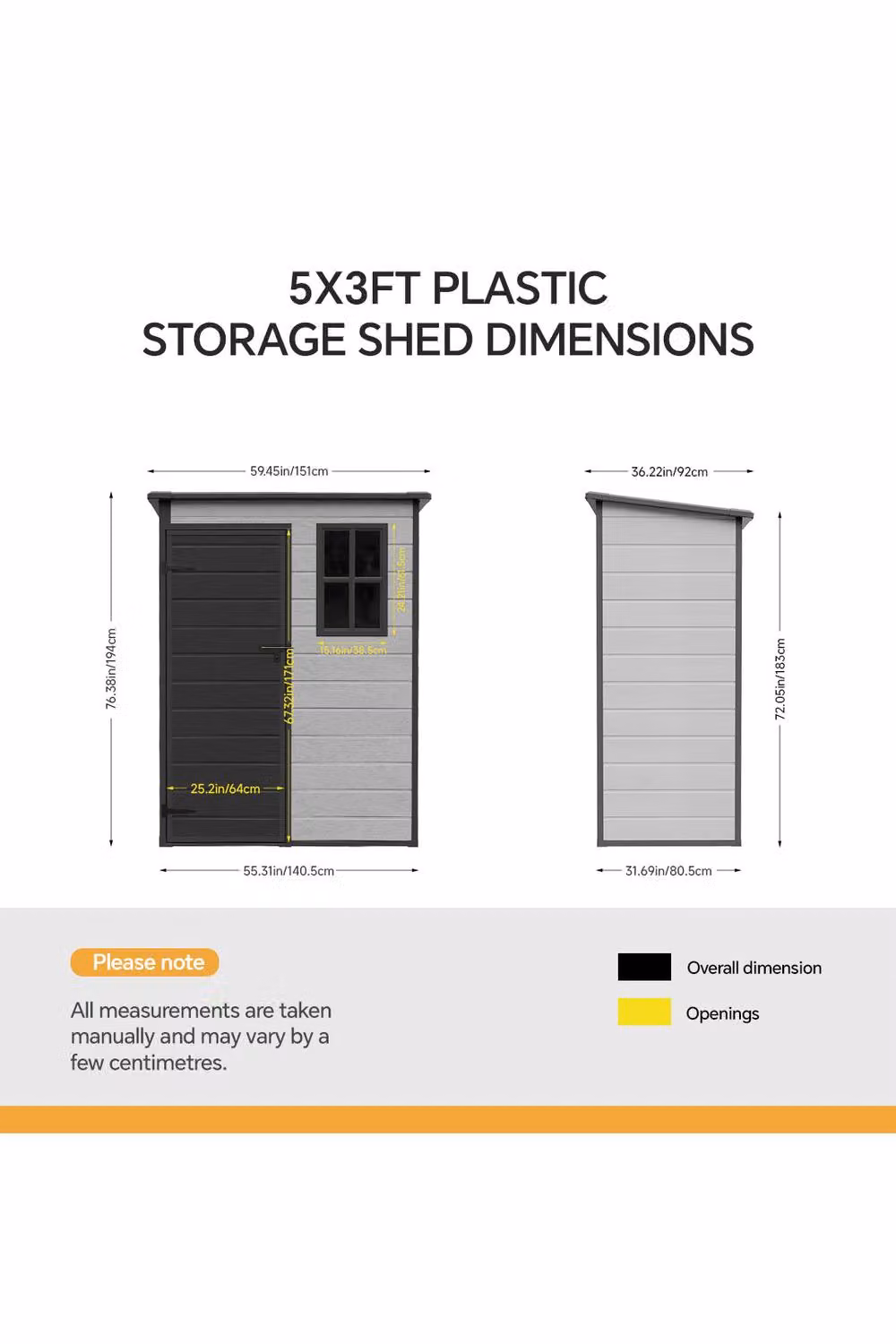 Garden Sanctuary Grey Plastic Pent Garden Storage Shed with Lockable Door and Window, W/D/H: 152.4 x 92.0 x 194.0 cm – 3