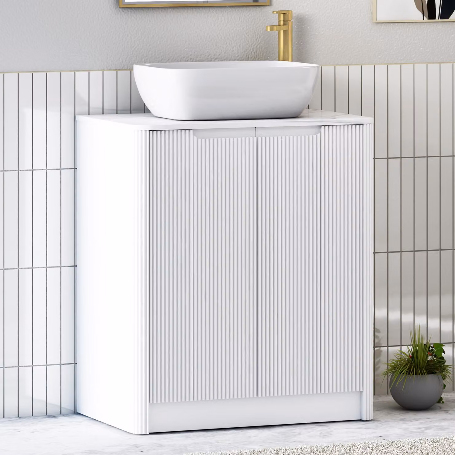 Royal Bathrooms Avenza 800mm Matt White Floor Standing 2 Door Vanity Unit with Elva Basin