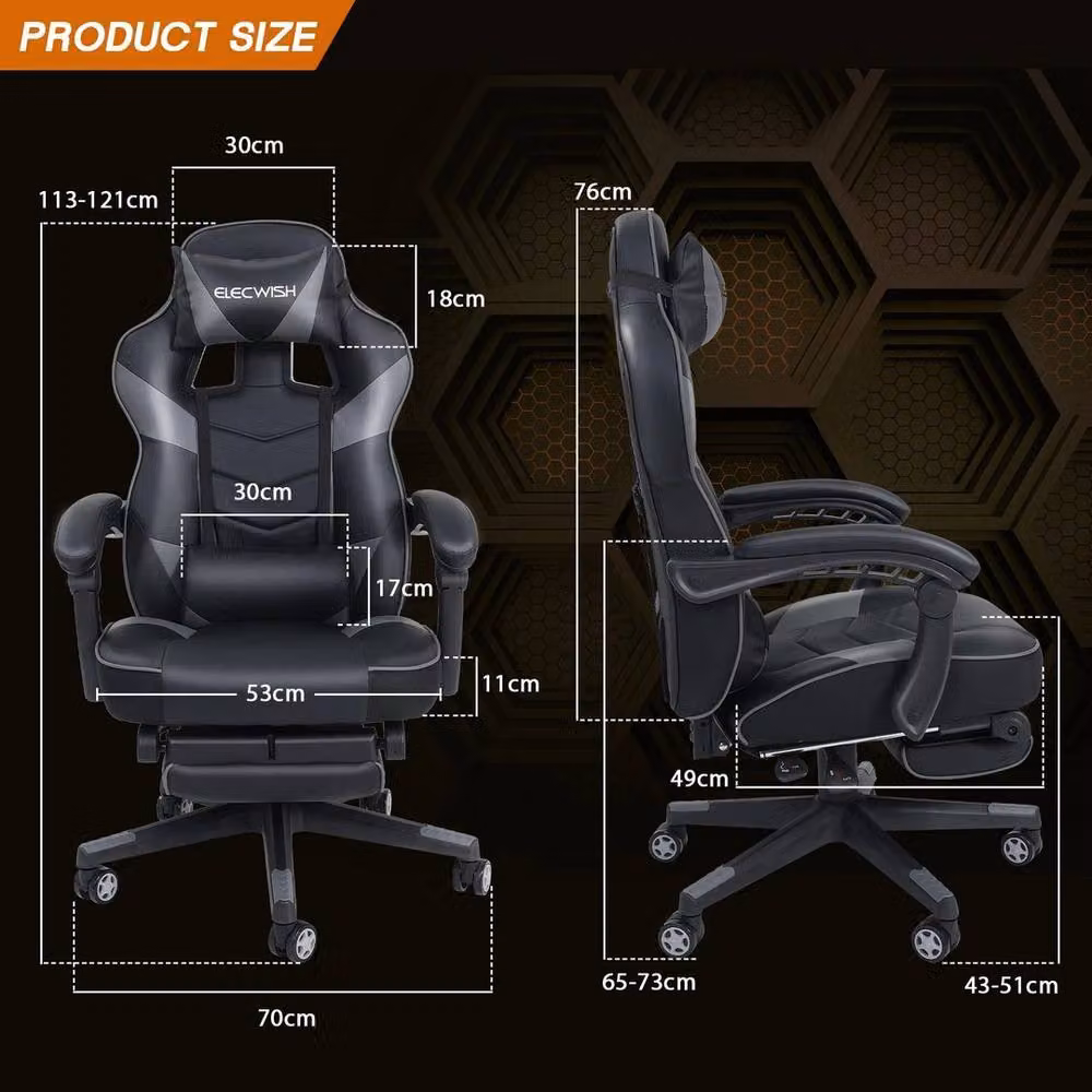 PAWNORA Black Synthetic Leather Gaming Chair with Headrest and Armrests – 2