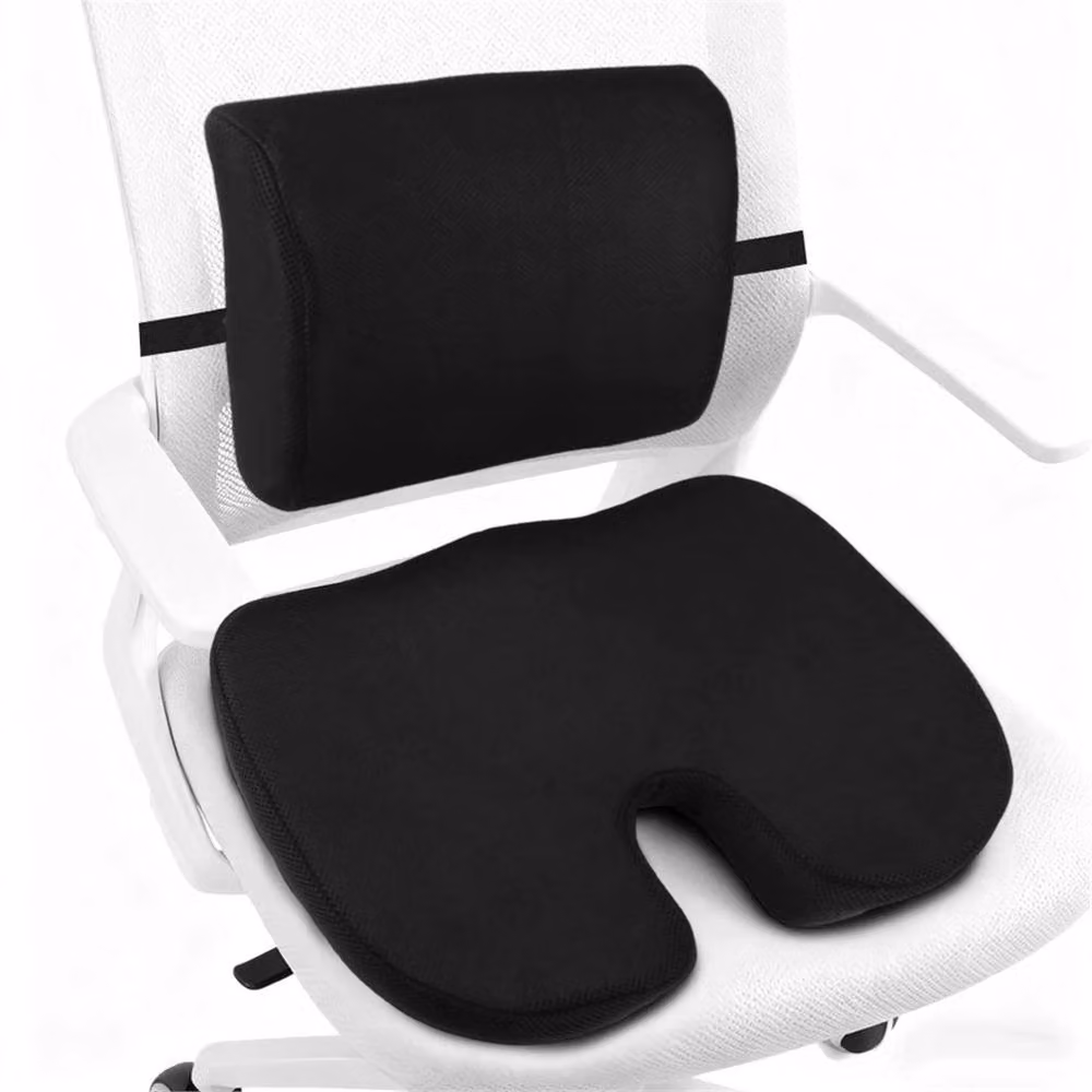 EONLION Black Memory Foam U-Shaped Back and Seat Support Cushion for Adults, W/D/H: 120 x 90 x 30 cm – 4
