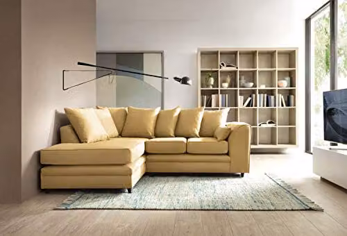 Abakus Direct Darcy Left Hand Facing L-Shaped Corner Sofa in Mustard Fabric, W: 212 cm, D: 164 cm, H: 90 cm – 3