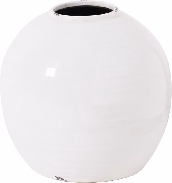 KDMK Garda Glazed Tiber White Ceramic Tabletop Vase
