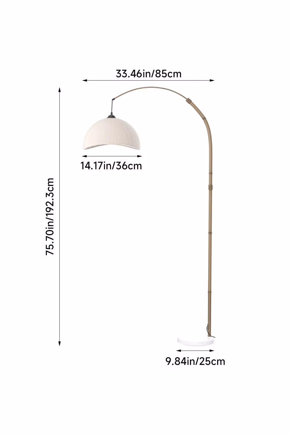 H&O Direct White Fabric Lampshade Floor Lamp with E27 Socket and Foot Switch – 3