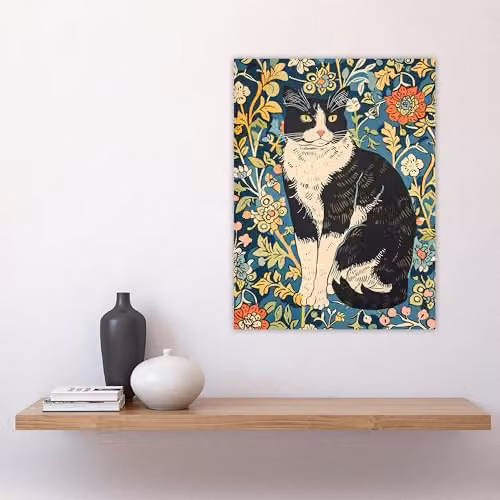 Artery8 Cat in the Flowers Portrait Wall Art Poster Print, Multicolour, W: 45.72 cm, H: 60.96 cm – 4