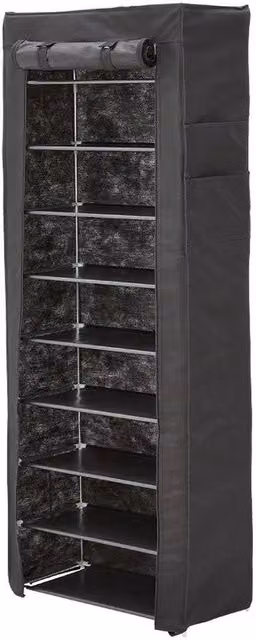 VOGREX 10 Layer Shoe Rack with Dust Cover and Metal Frame in Black – 1