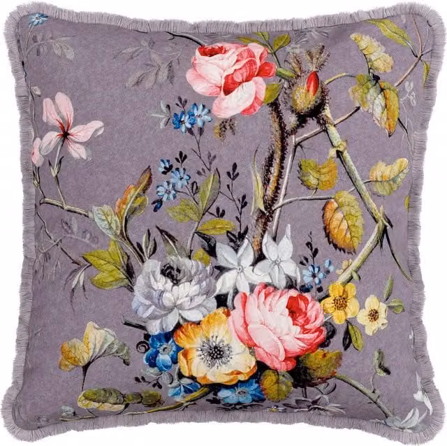 V&A Kilburn Floral Cotton Square Cushion, Multicolour, W: 45 cm x H: 45 cm – 1