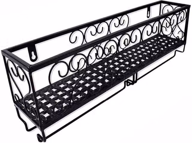 VOGREX Matt Black Metal Wall Mounted Wine Glass and Bottle Storage Rack
