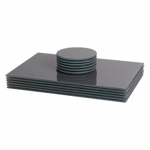Harbour Housewares 12pc Glass Placemats and Coasters Set in Grey, W: 30 cm, D: 20 cm