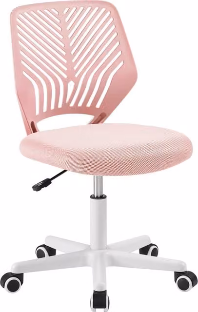 Yaheetech Modern Pink Fabric Armless Ergonomic Office Chair