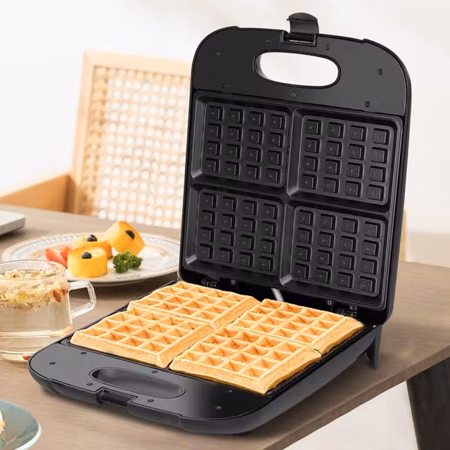 Aigostar Black 4 Slice Belgian Waffle Maker