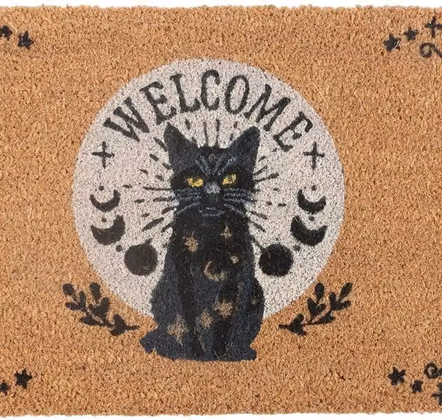 Gloriously Good Magic Cat Energy Welcome Doormat, Brown and Black Coir