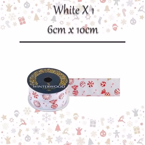 VFM e-Store White Christmas Ribbon Garland, W: 6 cm, H: 10 cm – 3