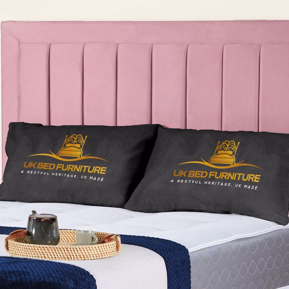 UK Bed Furniture Sierra Modern Upholstered Velvet Bed Frame in Pink, W/D/H: 180 x 200 cm – 2