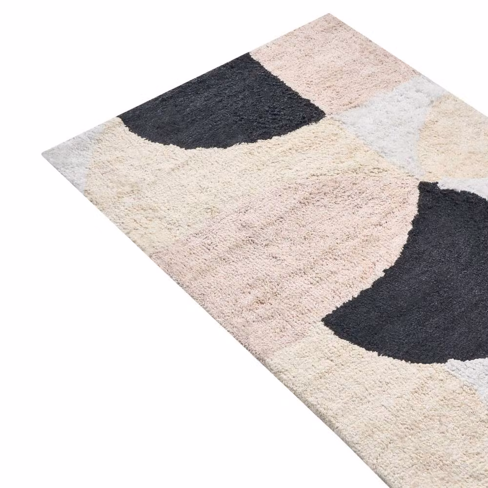 Wyld and Coco Beige and Multicolour Cotton Bath Mat with Modern Graphic Design, W: 60 cm, D: 90 cm – 3