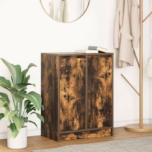 Berkfield Home Smoked Oak Sideboard in Brown, W/D/H: 57 x 34 x 76 cm