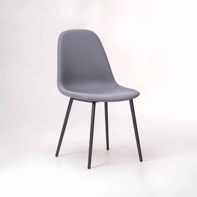 Orsina Grey Velvet Dining Chair with Armrests and Metal Legs – 1