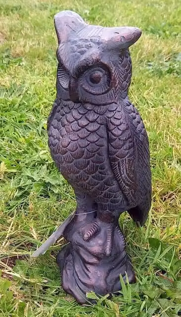 Inspirational Gifting Long Eared Owl Cast Aluminium Garden Ornament in Antique Bronze Finish