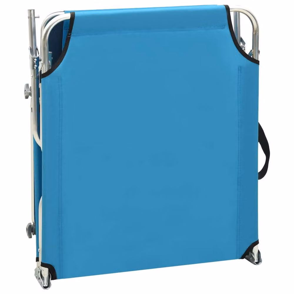 Berkfield Home Folding Steel Sun Lounger with Canopy in Turquoise, Blue and Black – 2