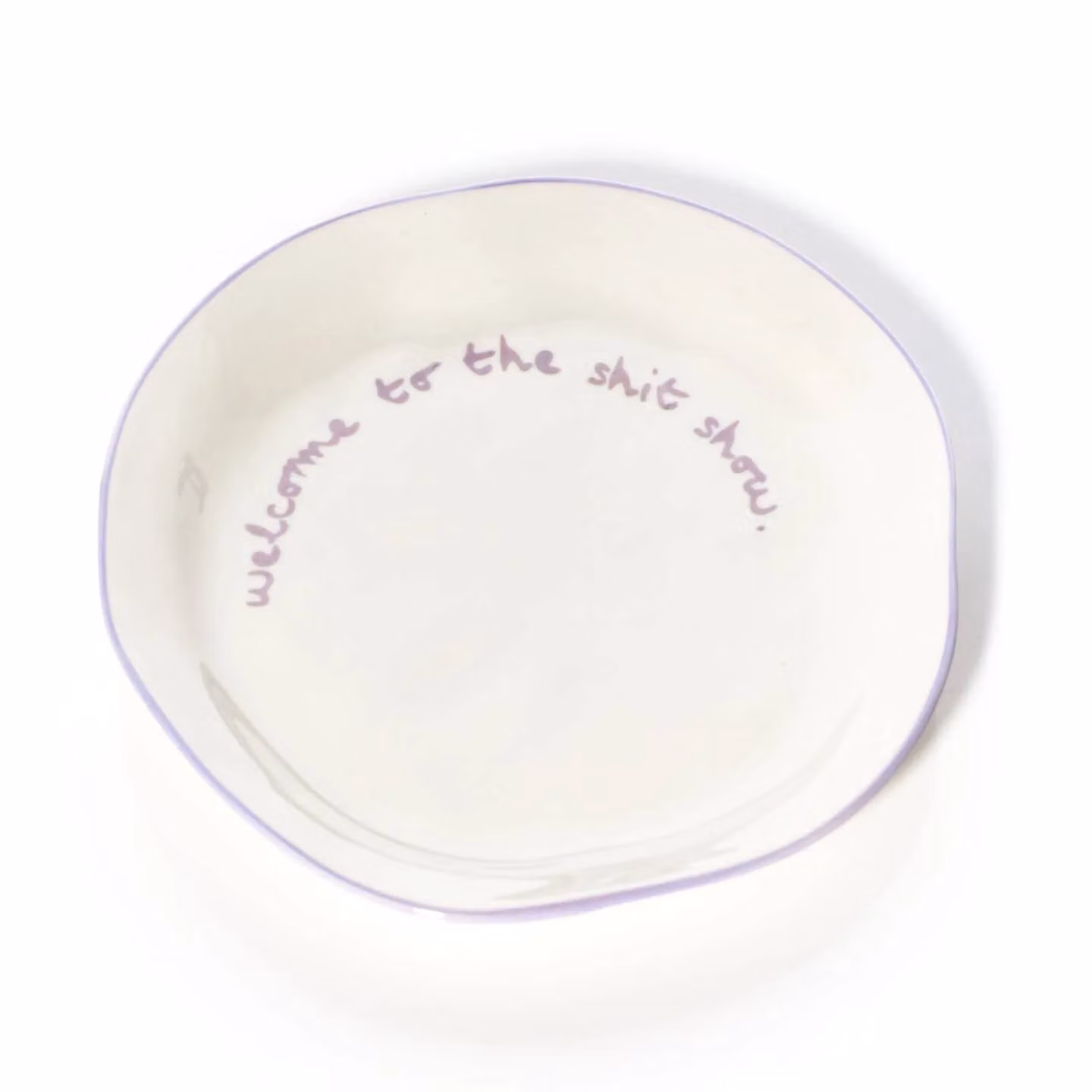 Maegen Welcome To The Shit Show Statement Stoneware Side Plate, White, Diameter: 20.5 cm