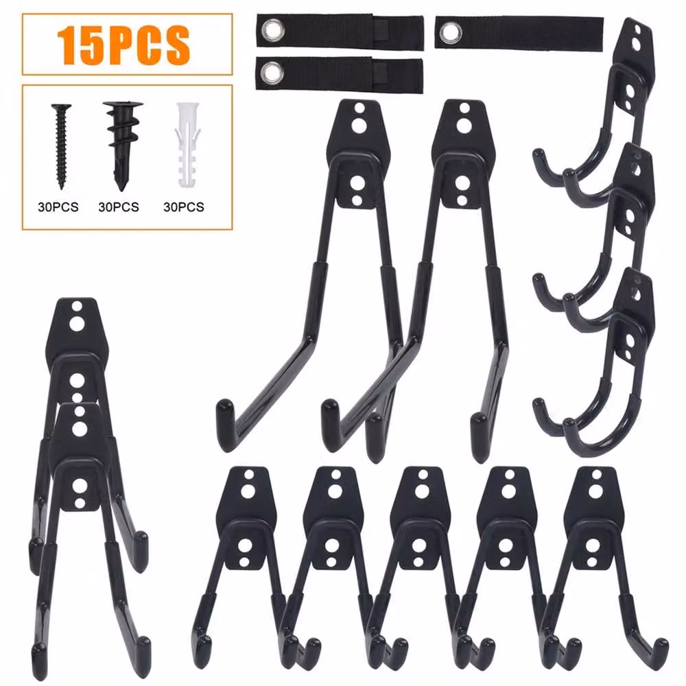 SPETLEK 15-Piece Utility Wall Hook Organizer Set in Black – 3