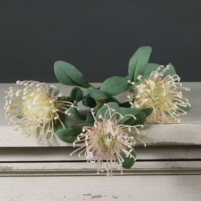 Kingsbury Gifts Artificial Leucospermum Stem with 3 Heads, Light Pink, Height: 78 cm