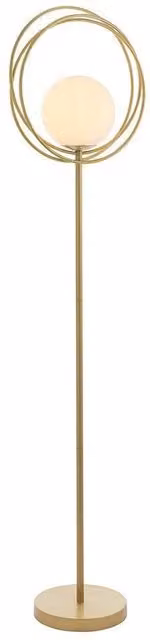 Netlighting BERGAMO Contemporary Glass Floor Lamp in Gold/Brass