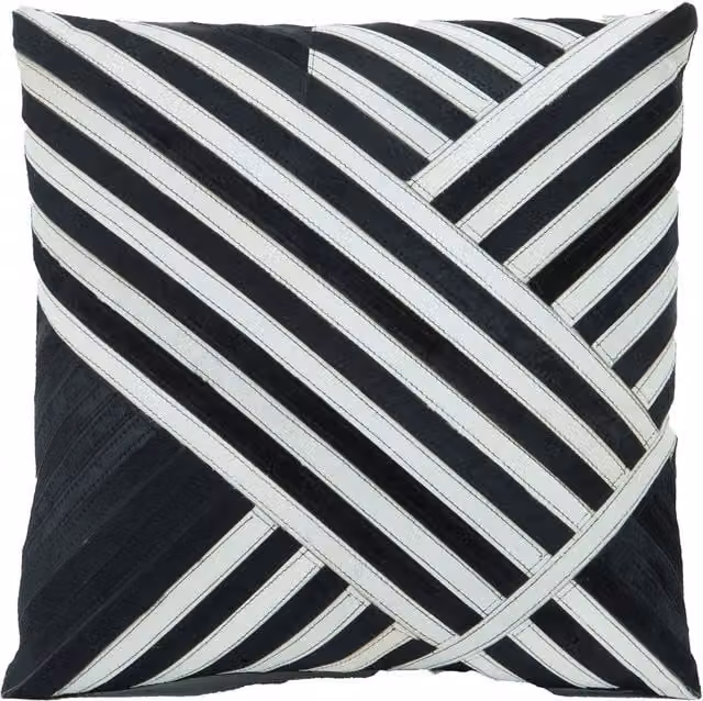 Orsina Bosie Safira Striped Black and White Leather Square Cushion – 1