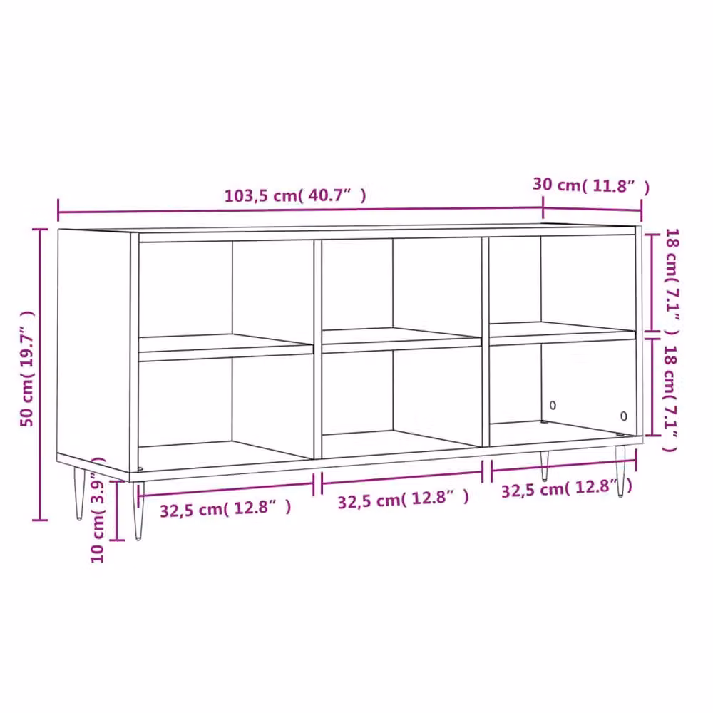 Berkfield Home Mid-Century TV Cabinet in Smoked Oak Brown, W/D/H: 103.5 x 30 x 50 cm – 5