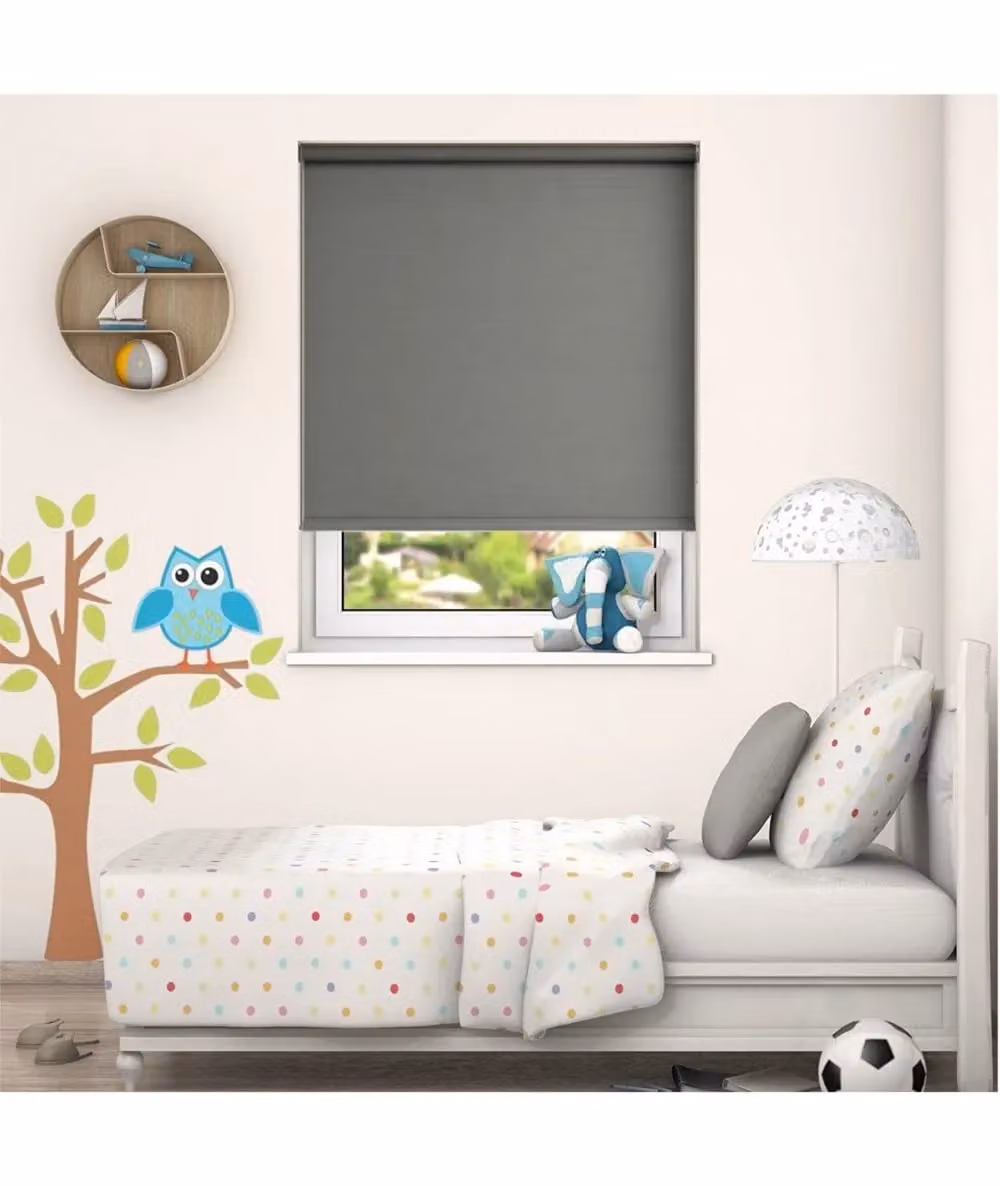 New Edge Blinds No Drill Thermal Blackout Roller Blind in Mid Grey, W: 150 cm, H: 170 cm – 2