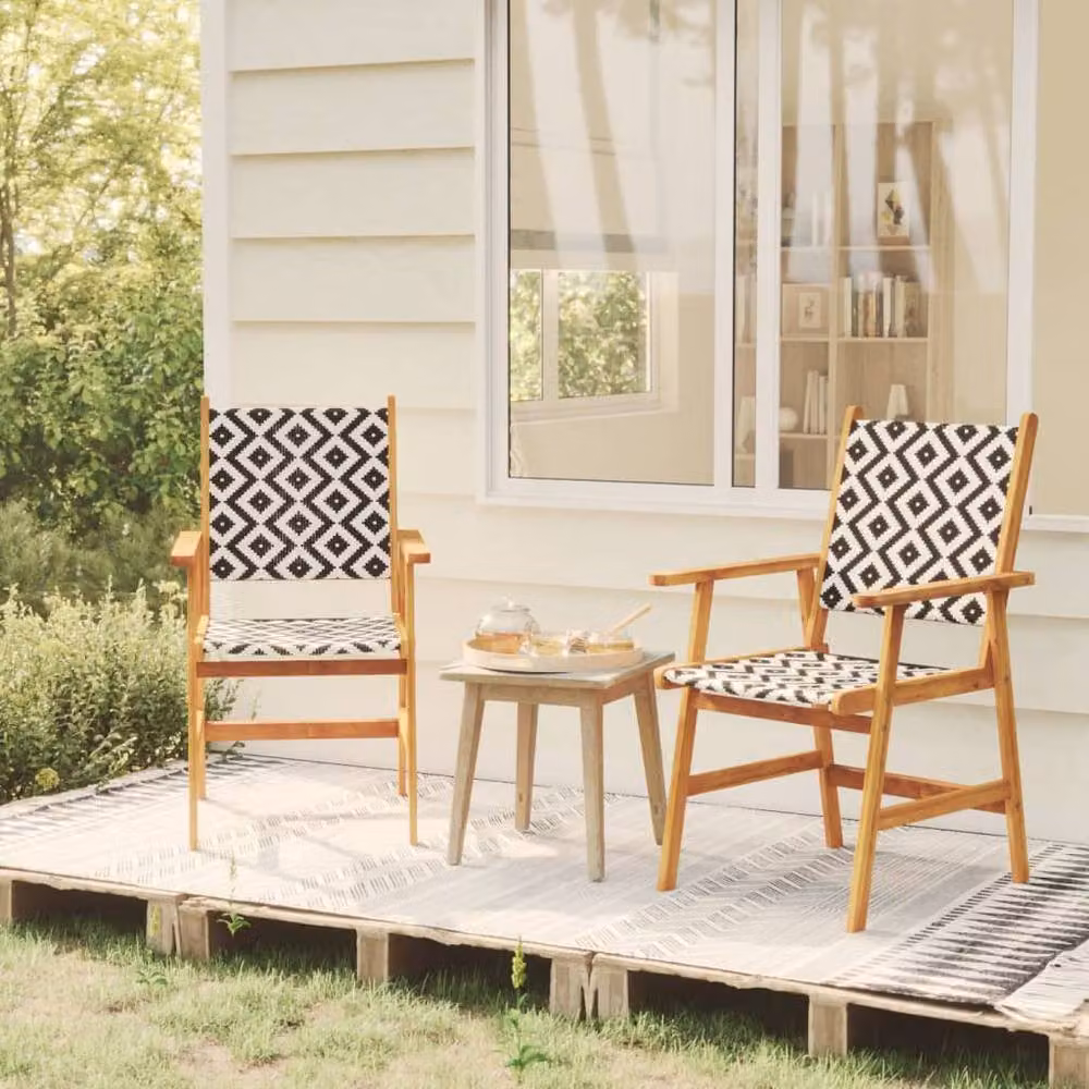 Berkfield Home Set of 2 Brown Acacia Wood Garden Chairs – 2