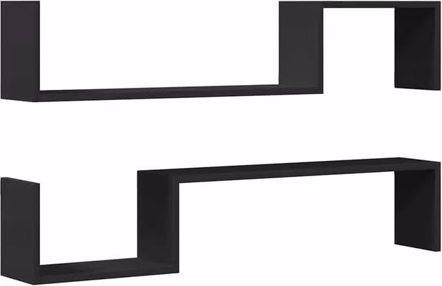 Berkfield Home Wall Mounted Shelf Set of 2 in Black, W: 100 cm, D: 20 cm, H: 15 cm – 1